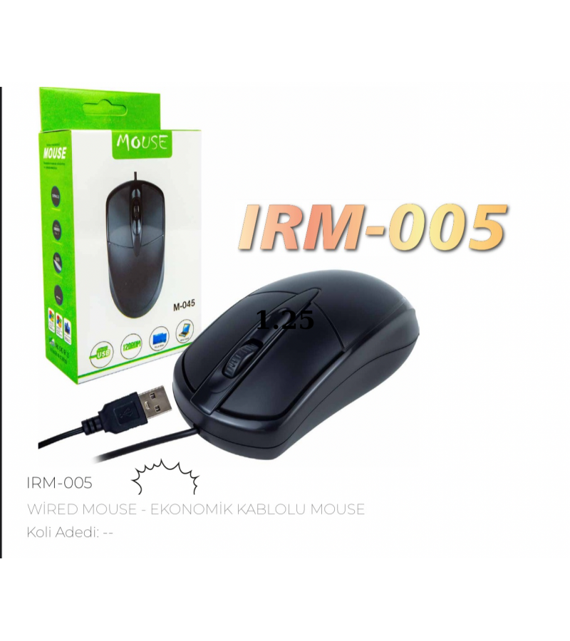 WIRED MOUSE - EKONOMIK KABLOLU MOUSE 50 Adet WIRED MOUSE - EKONOMIK KABLOLU MOUSE 50 Adet