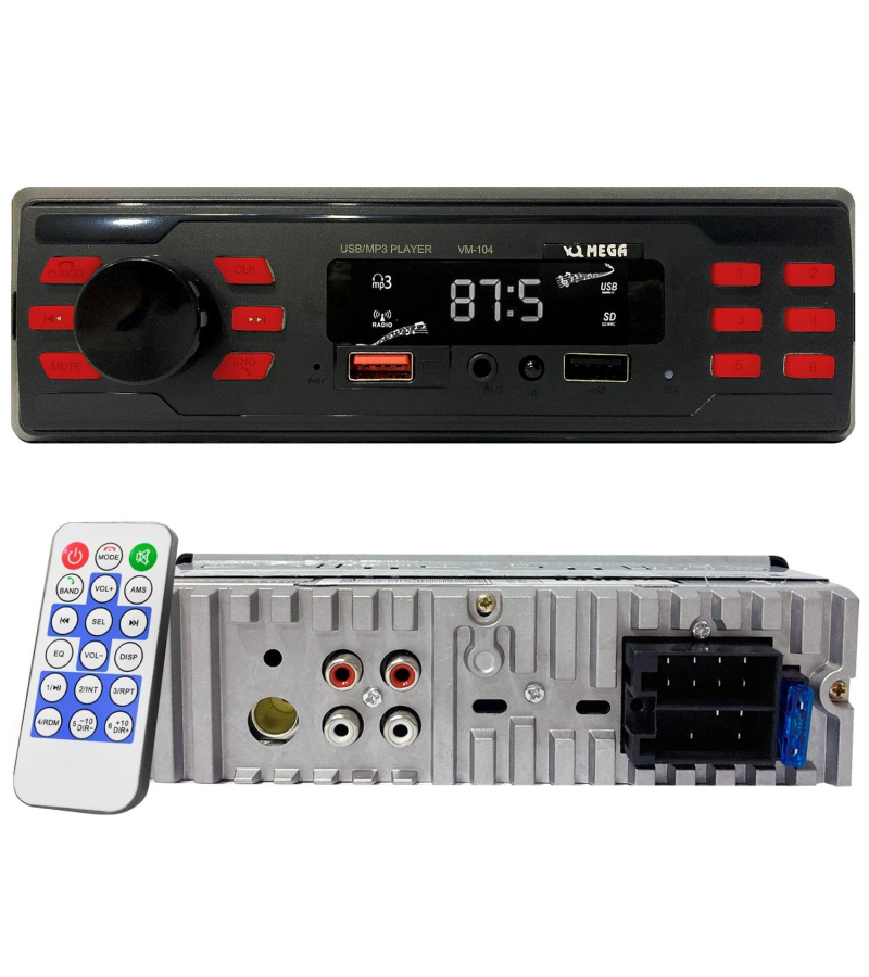MEGA VM-104 Oto Teyp 4X50 Watt Bluetooth 2xUsb Sd Fm Aux 7 Renk MEGA VM-104 Oto Teyp 4X50 Watt Bluetooth 2xUsb Sd Fm Aux 7 Renk
