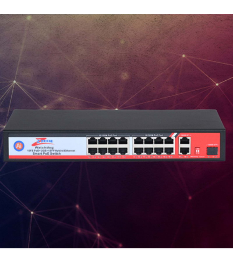 ZTECH ZR-P1602FN 16+2+1 POE SWİTCH 260w +2 10/100/1000 SFP ZTECH ZR-P1602FN 16+2+1 POE SWİTCH 260w +2 10/100/1000 SFP